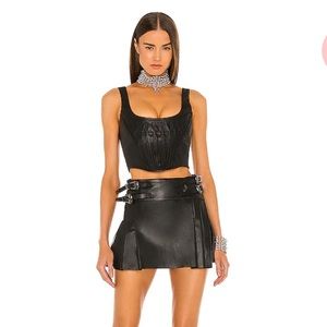 NWT REVOLVE x DUNDAS - leather pleated buckle detail mini skirt